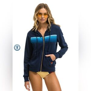 AVIATOR NATION 5 STRIPE HOODIE - NAVY // BLUE
